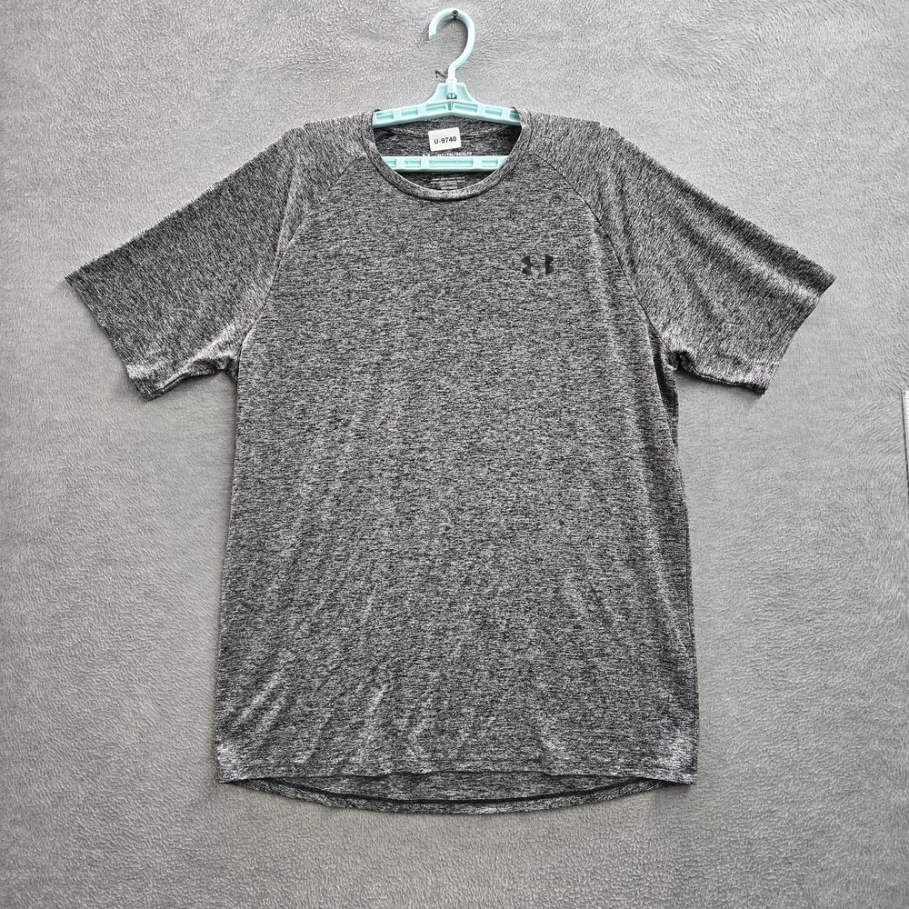 Under Armour Men Shirt XLT Gray Heatgear Tech Tee Activewear Gorpcore Logo